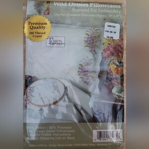 Tobin Home Crafts Wild Daisies Embroidery Pillowcases